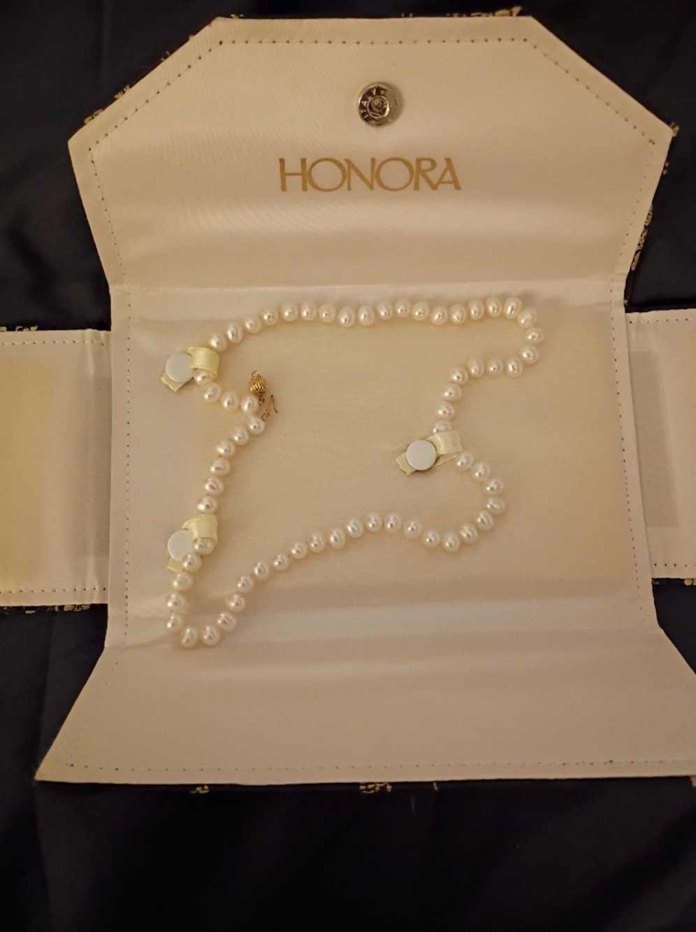 Honora 14k yellow gold clasp culture pearl necklace 6.5mm-7mm vintage